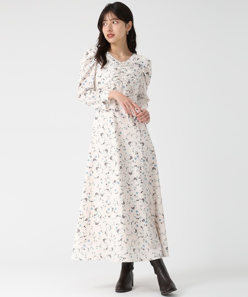 セール】2025秋冬新作 ヴィンテージフラワープリントワンピース