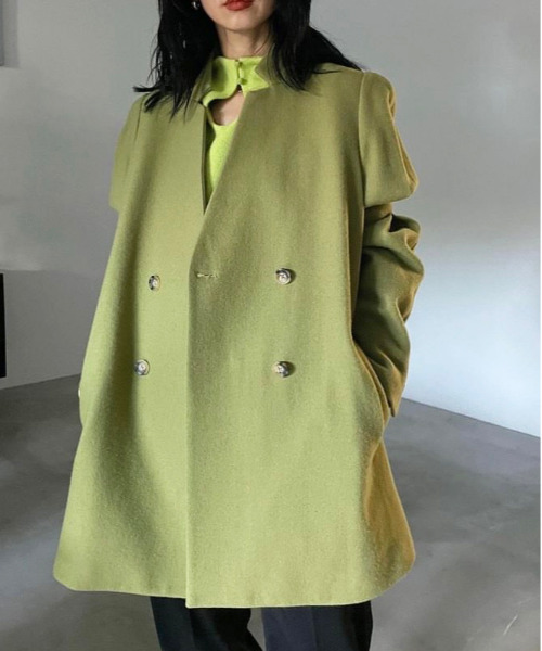 Ameri（アメリ）の「PUFF SLEEVE WOOL JACKET（ノーカラージャケット