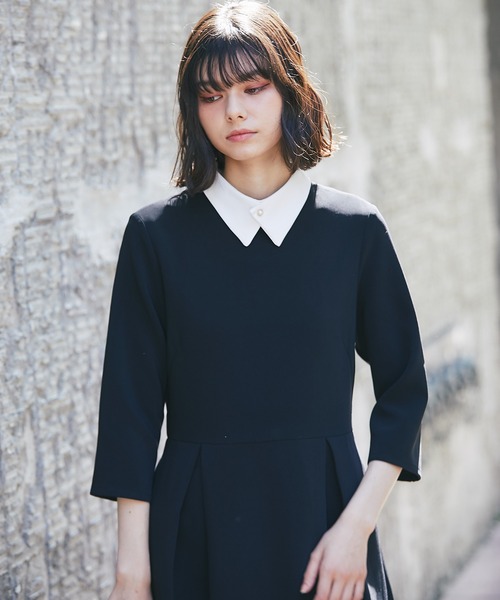 セール】付け襟つきロング丈ワンピース（スーツセット）｜SMILE ORCHID