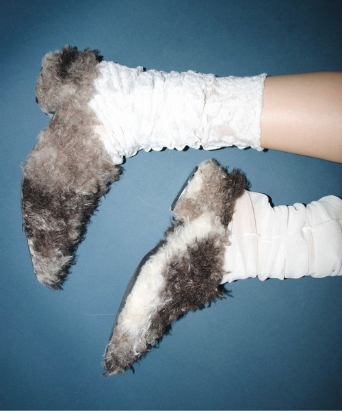 pointed toe fur mule / ポインテッドトゥファーミュール（パンプス