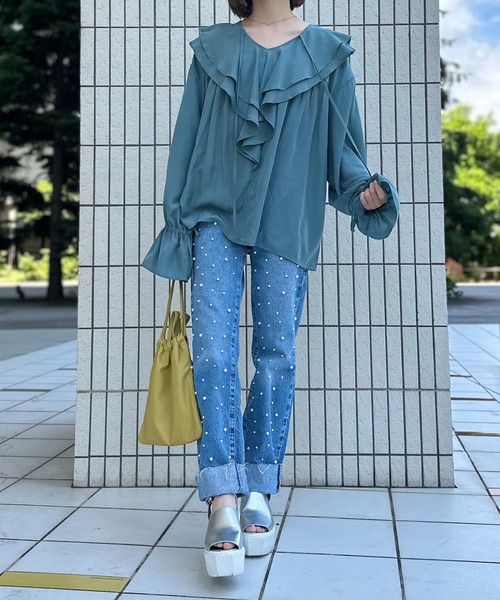 セール】ビッグカラーフリルブラウス（シャツ/ブラウス）｜mi via loca