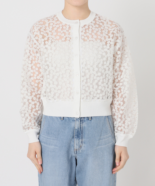 IENA（イエナ）の「フラワーレースニットカーディガン（カーディガン