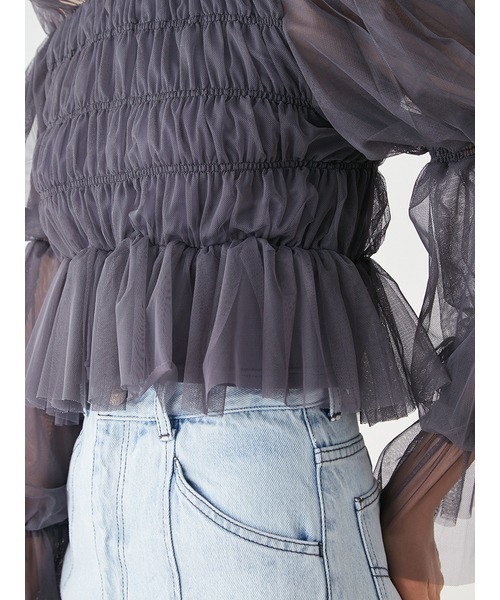 SNIDEL（スナイデル）の「Sustainableチュールクロップドブラウス
