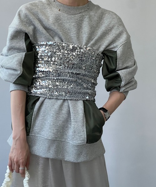 chuclla（チュクラ）の「異素材パネルデザイン 2トーン プルオーバー