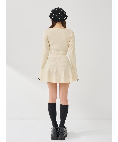 ウエストオープンリボンデザインニットミニワンピース（ワンピース