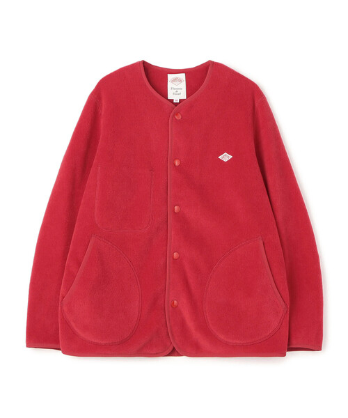 DANTON ダントン ノーカラージャケット くるみボタン 赤 S - DANTON
