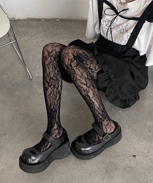 セール】【SETUP7】フラワーレースタイツ カラータイツ KNF059（タイツ