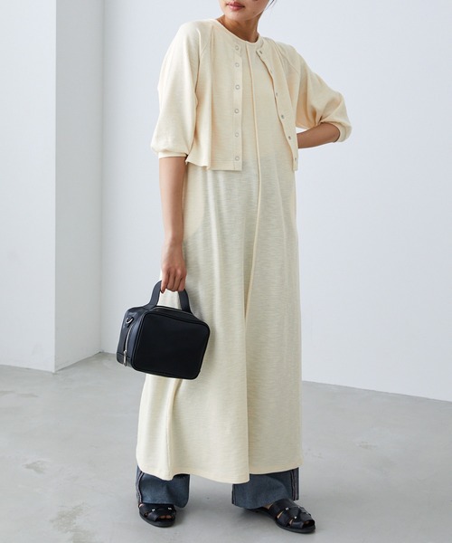 forksy.】2wayカットリブカーディガン/ノースリーブワンピースセット