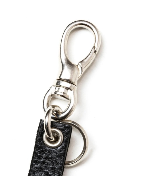 CALEE/キャリー STUDS&KNITTING LEATHER LONG KEY RING キーリング