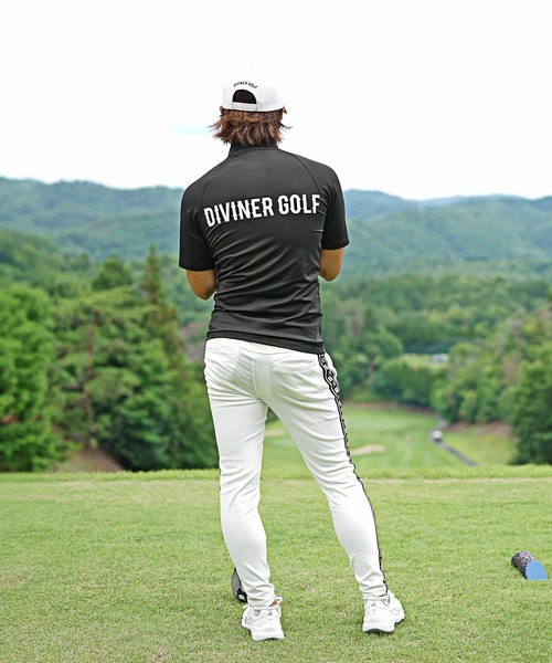 DIVINER GOLF】袖ロゴモックネック半袖Tシャツ メンズ ゴルフウェア