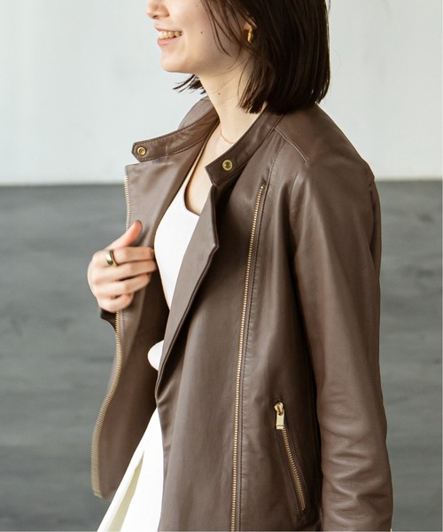 Noble（ノーブル）の「○《追加3》ソフトラムレザーライダースブルゾン