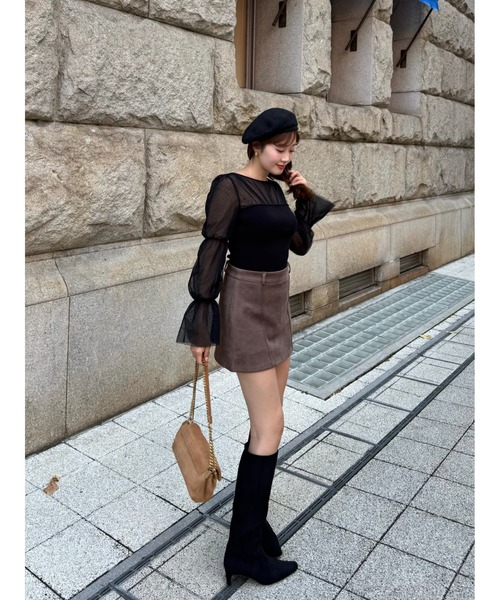 Tulle Sleeve Knit Top（ニット/セーター）｜Her lip to（ハーリップ