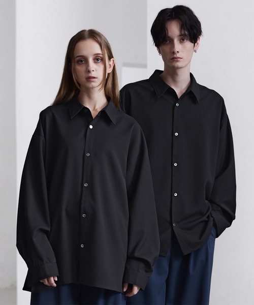 セール】【CLEL】Balloon Sleeve Loose Regular Collar Shirt