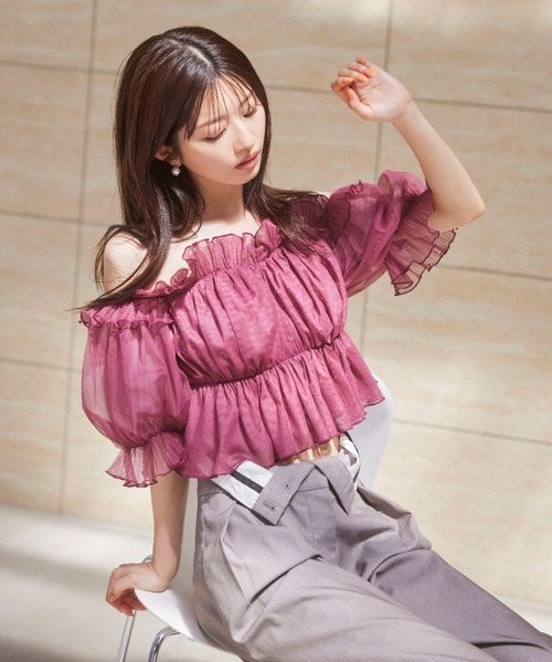 SNIDEL（スナイデル）の「Sustainableギャザーオフショルブラウス