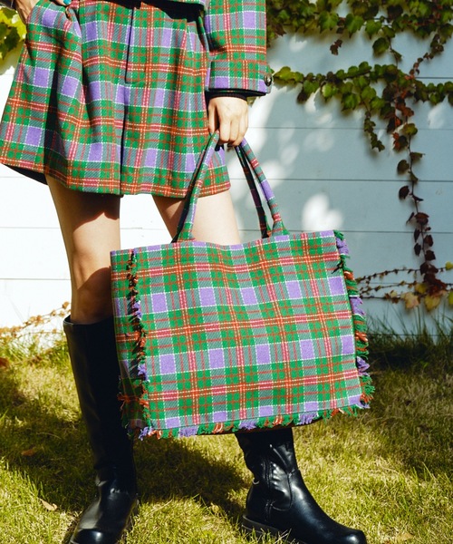 moyan ecri（モヤン エクリ）の「チェックラージトートバッグ（トート