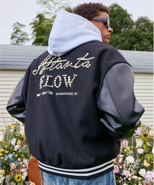 LEYTON HOUSE レザー袖スタジャン ビンテージユニセックス日本製