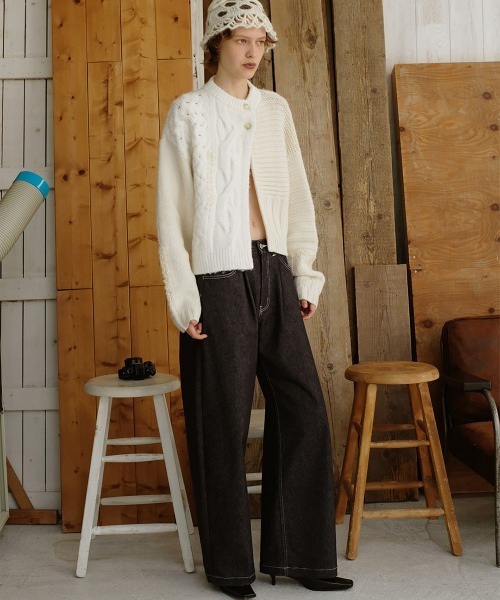 leinwande（ラインヴァンド）の「Intarsia Cable Cardigan