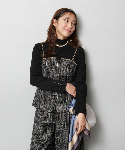 JUSGLITTY（ジャスグリッティー）の「チェーントリムツイードキャミ