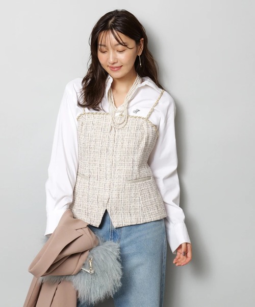 JUSGLITTY（ジャスグリッティー）の「チェーントリムツイードキャミ