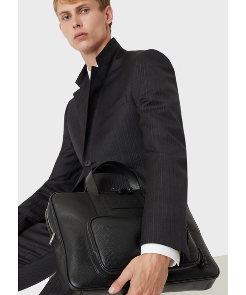 エンポリオ アルマーニ】ブリーフケース タンブルレザー製（ビジネス