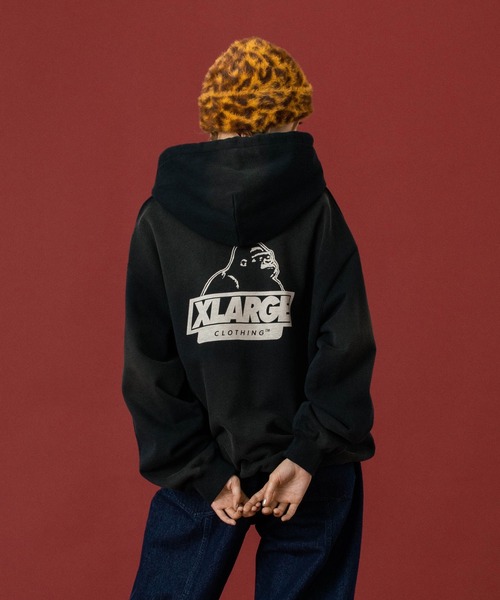 DISCHARGE PRINTED SLANTED OG HOODED SWEATSHIRT（パーカー）｜XLARGE