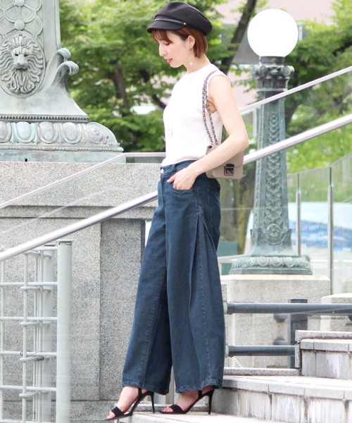 ガウチョデニムパンツ（デニムパンツ）｜ElegChic（エレグシック）の