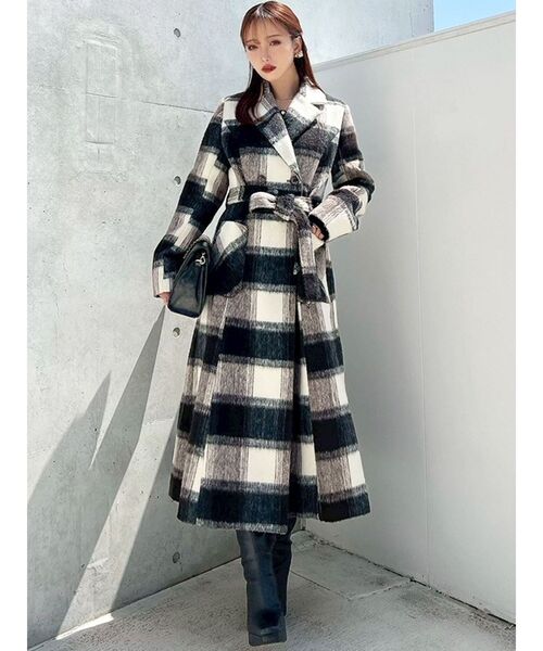 セール】ミディレングスシャギーチェックコート（その他アウター