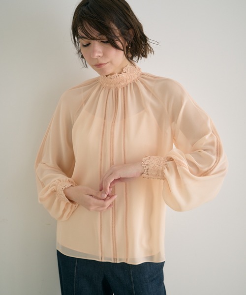 ANAYI（アナイ）の「シフォンジョーゼットレースエリ ブラウス（シャツ