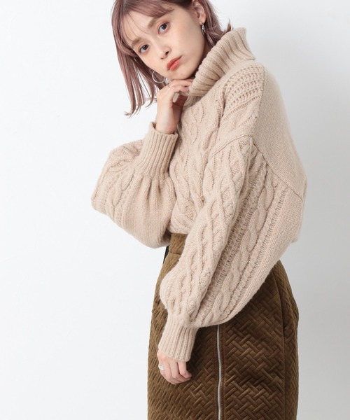 Heather（ヘザー）の「タートルネックケーブルニットプルオーバー_