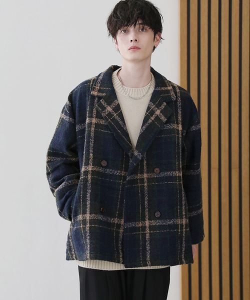 Revo.（レボ）の「ショート丈ブークレチェックルーズPコート