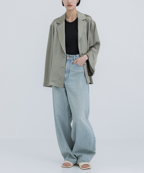 CLANE/クラネ】TAILORED SATIN SHIRT/テーラードサテンジャケット