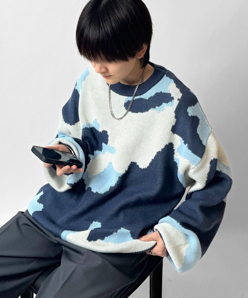 セール】バルーンスリーブ 多色迷彩柄 煙柄ジャガード ビッグ