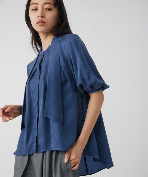 キュプラタックハーフスリーブブラウス｜ウォッシャブル/オケージョン