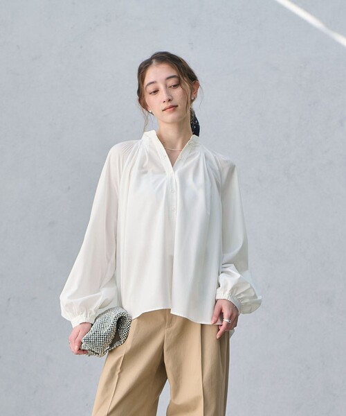 プリーツ ボリュームスリーブ ブラウス ‐ウォッシャブル‐（シャツ