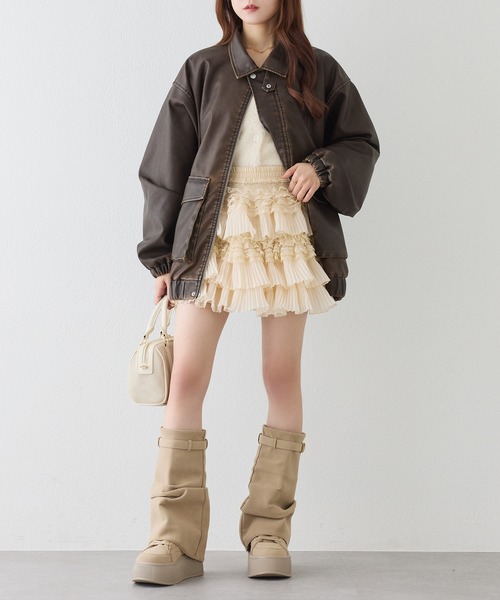 セール】オーバーサイズフェイクレザージャケット（ブルゾン）｜one