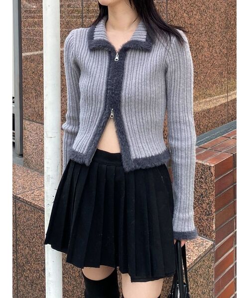 EMODA（エモダ）の「シャギーエッジコンパクトジップニット（ニット