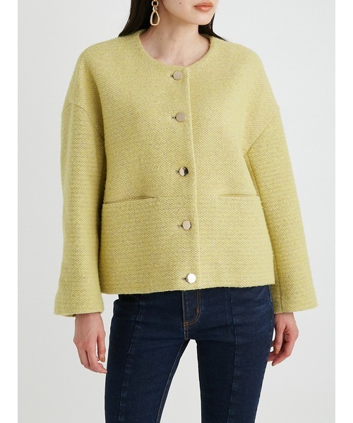 Mila Owen（ミラオーウェン）の「ノーカラーコクーン金釦ブレザー