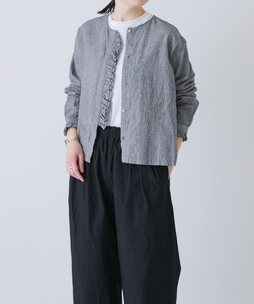 かぐれ（カグレ）の「コットンリネンフリルブラウス（シャツ/ブラウス