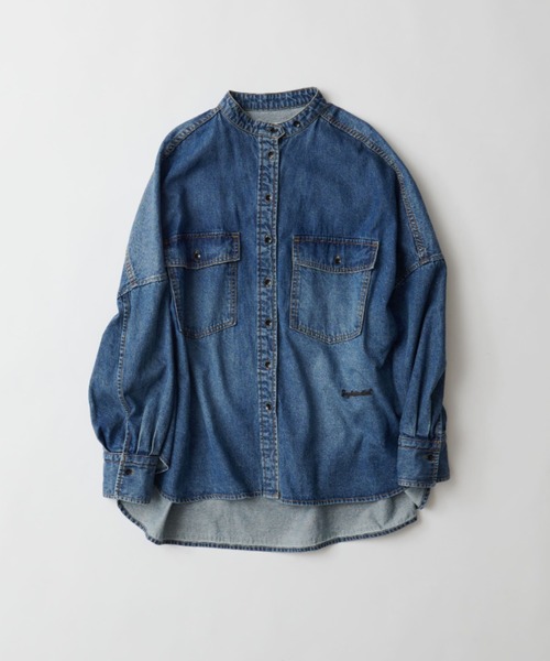 ヴィンテージライクデニムバンドカラーシャツ（シャツ/ブラウス