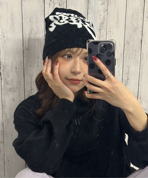 セール】《英字ビッグロゴ×存在感デザイン》ニットビーニー ニット帽