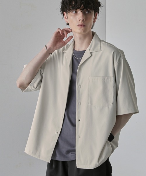 セットアップ】綾トロミ オーバーサイズ 半袖オープンカラーシャツ＋