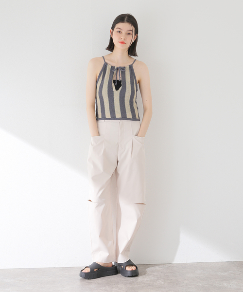 Bibiy. オフショルダーキャミソール 青白ストライプ Bibiy. オフ