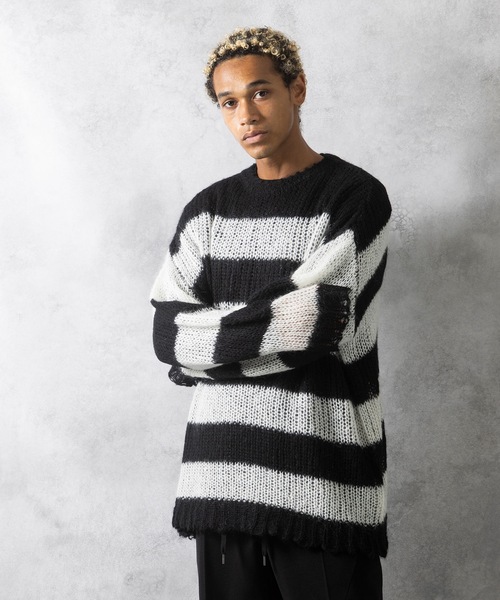 NUMBER (N)INE（ナンバーナイン）の「MOHAIR MESH WIDE STRIPED KNIT