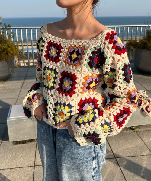 shesame（シーセム）の「クロシェ編みニットトップス（ニット/セーター