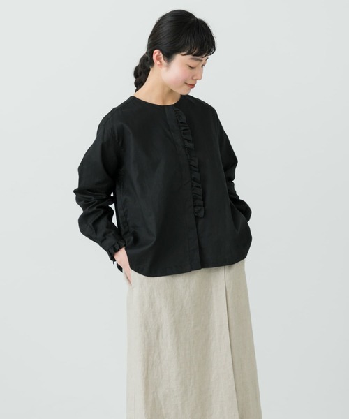 かぐれ（カグレ）の「コットンリネンフリルブラウス（シャツ/ブラウス