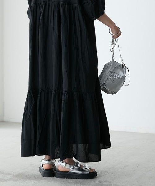 forksy.】オーバーデザインティアードギャザーワンピース forksy