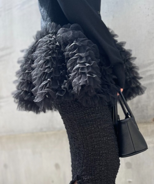 HONEY MI HONEY（ハニーミーハニー）の「tulle peplum polo knit