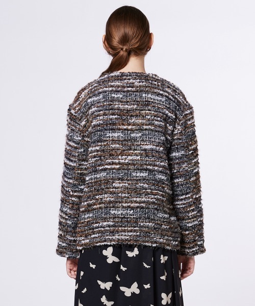 ファンシーツイード ノーカラージャケット（ノーカラージャケット