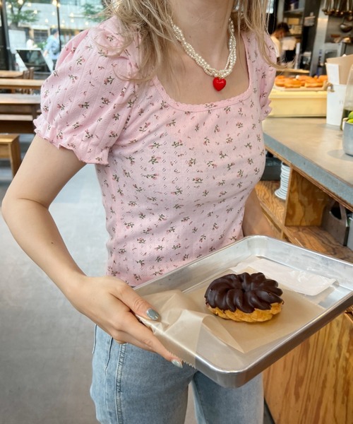 セール】小花柄パフスリーブTOPS（Tシャツ/カットソー）｜SOLLON