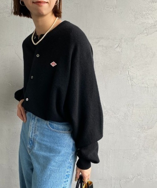 DANTON/ダントン] ワンポイントロゴ クルーネックニットカーディガン
